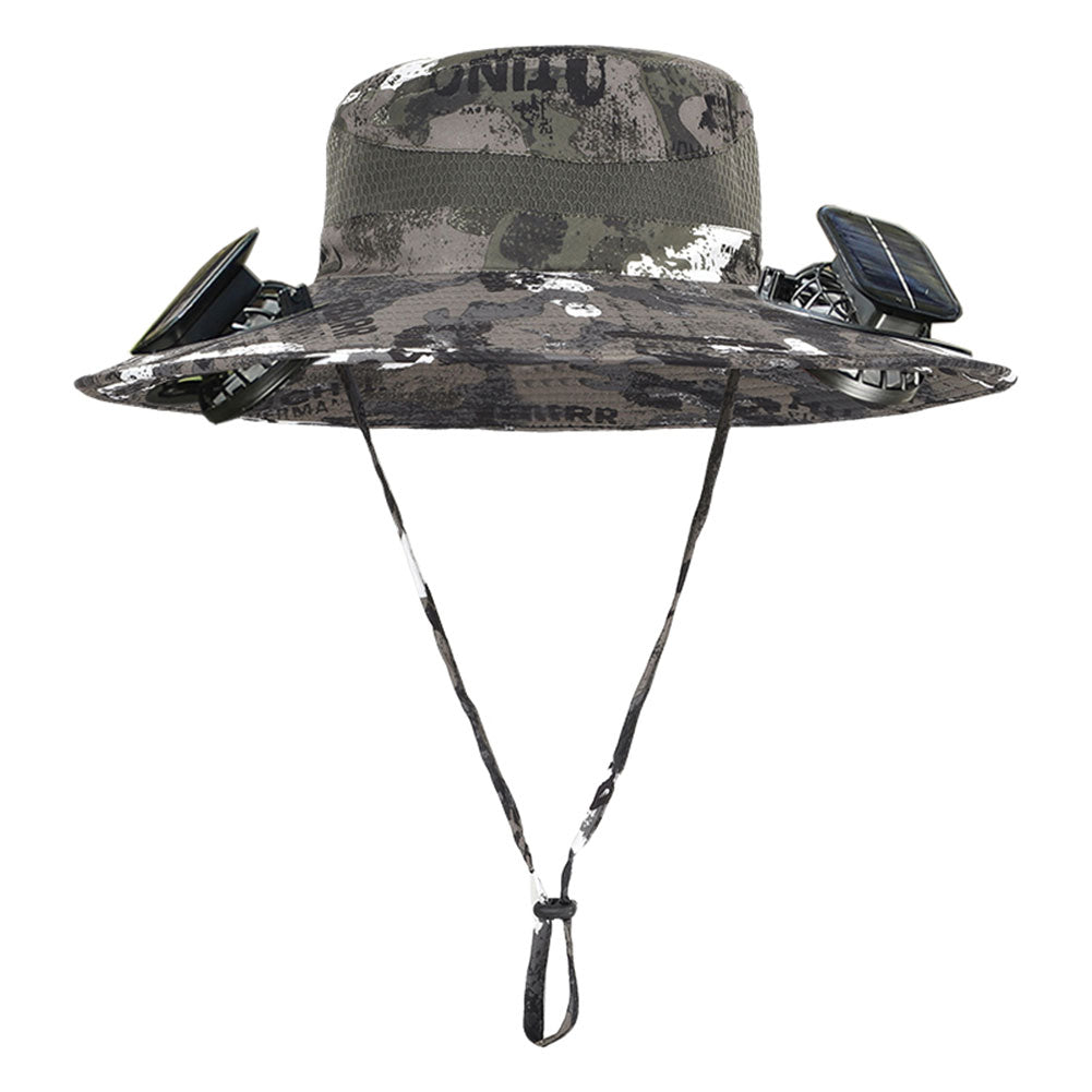 ManeVac Solar Power Fan Hat for Outdoor Activities, Fishing Gardening Fan Hat with Fan Solar, Removable Fans Wide Brim Sun Hat Urban Carmouflag